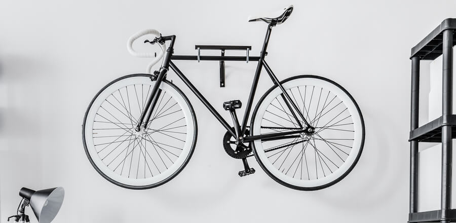 Image of a wall mounted bicycle rack.